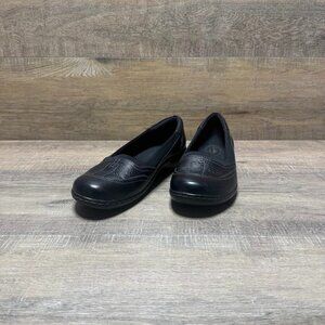 Clarks Ashland Hustle Black Leather Bendable Loafers Women's Size 9